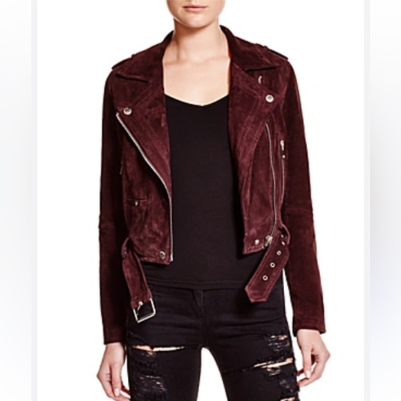 Blank NYC genuine suede jacket in burgundy leather - Picture 9 of 13